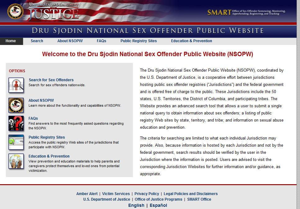 National sex offender data base